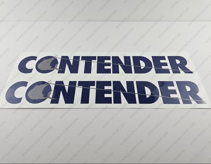 Contender Boat Logo Blue/Gray Decals Set of 2 x 26" Contender Boat Logo Blue/Gray Decals Set of 2 x 26"